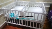 Giường cũi trẻ em sinh đôi xoan đào trắng 